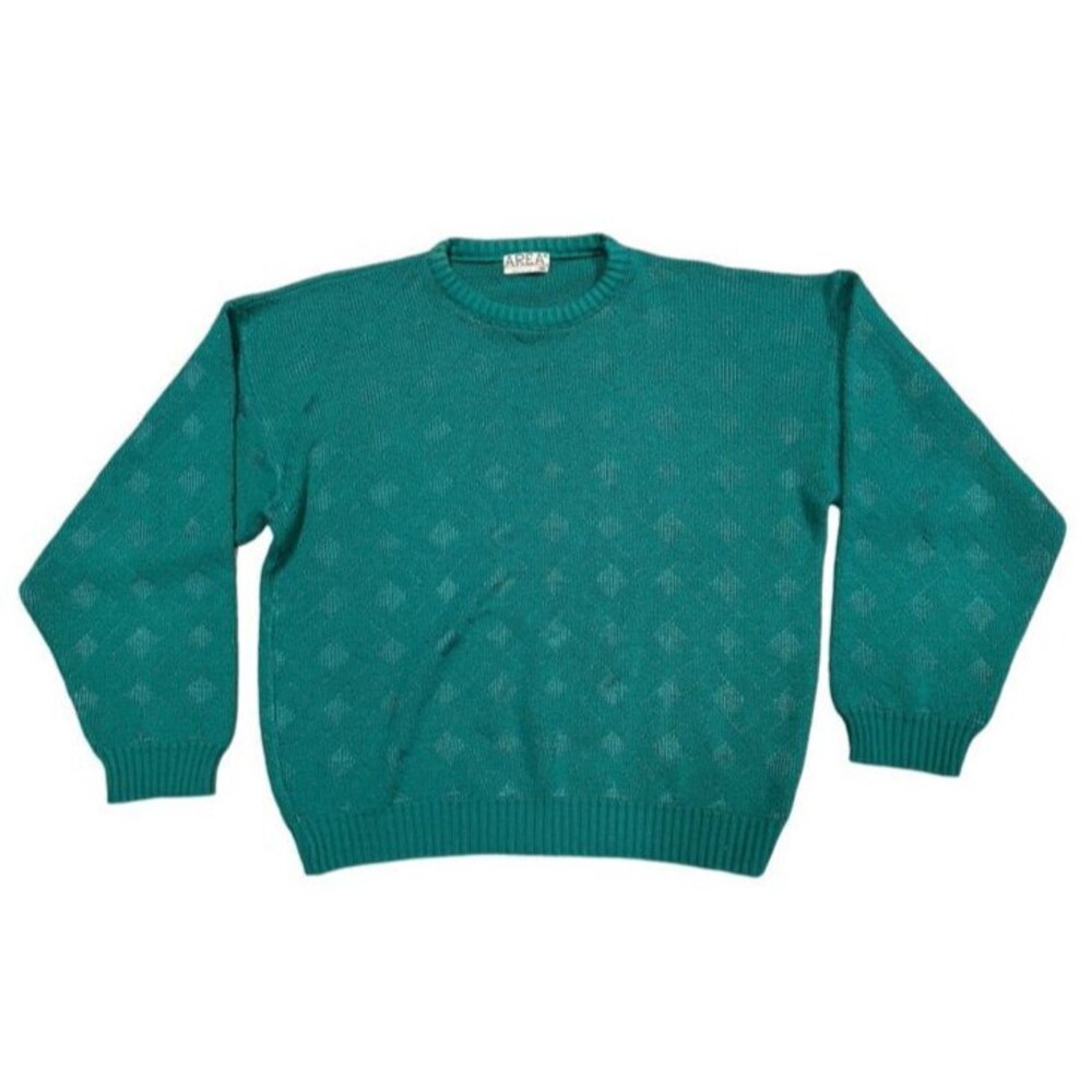 Vintage Area by Tag Geometric Pattern Round Neck Knit Acrylic Blend Sweater XL